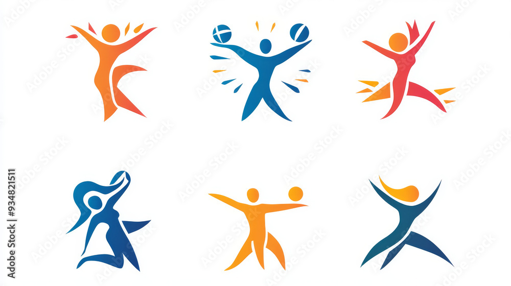 Standalone symbols and icons of people for peace or sports themes. Suitable for abstract emblems or design templates. Standalone symbols and icons of people for peace or sports themes. Suitable for abstract emblems or design templates.
