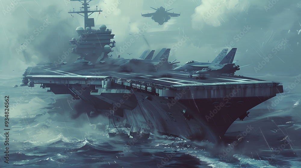 Fighting duties aboard a navy aviation carrier at ocean Fighting duties aboard a navy aviation carrier at ocean
