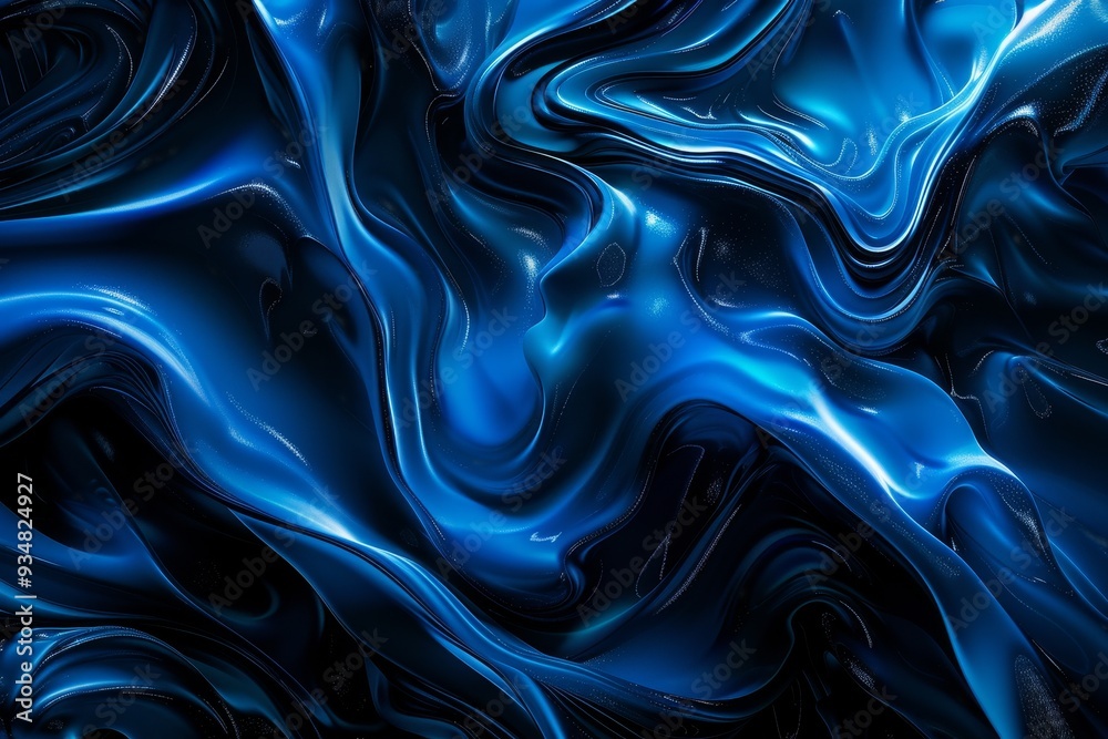 Obraz premium Abstract Blue Liquid Swirls with Glimmering Texture