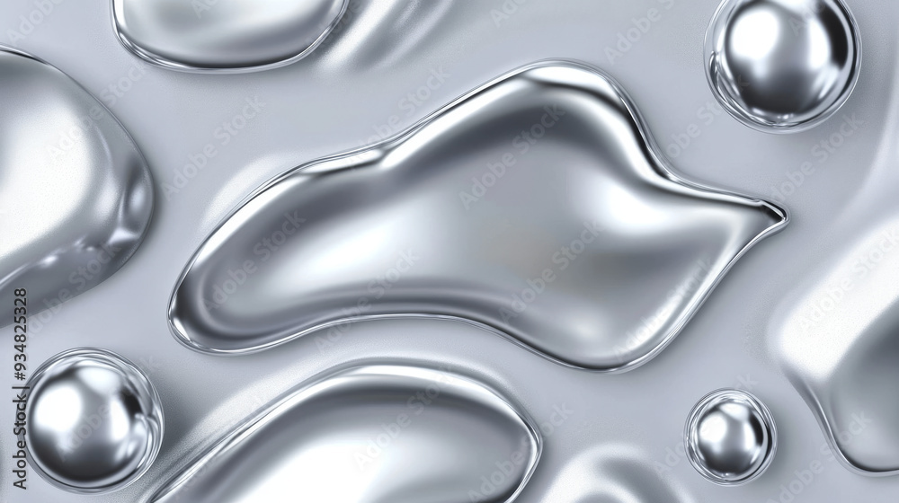 Vector illustration of realistic 3D metal silver droplets with a pearl texture. Includes isolated abstract shapes of chrome balls and metallic drops, ideal for jewelry design. Vector illustration of realistic 3D metal silver droplets with a pearl texture. Includes isolated abstract shapes of chrome balls and metallic drops, ideal for jewelry design.