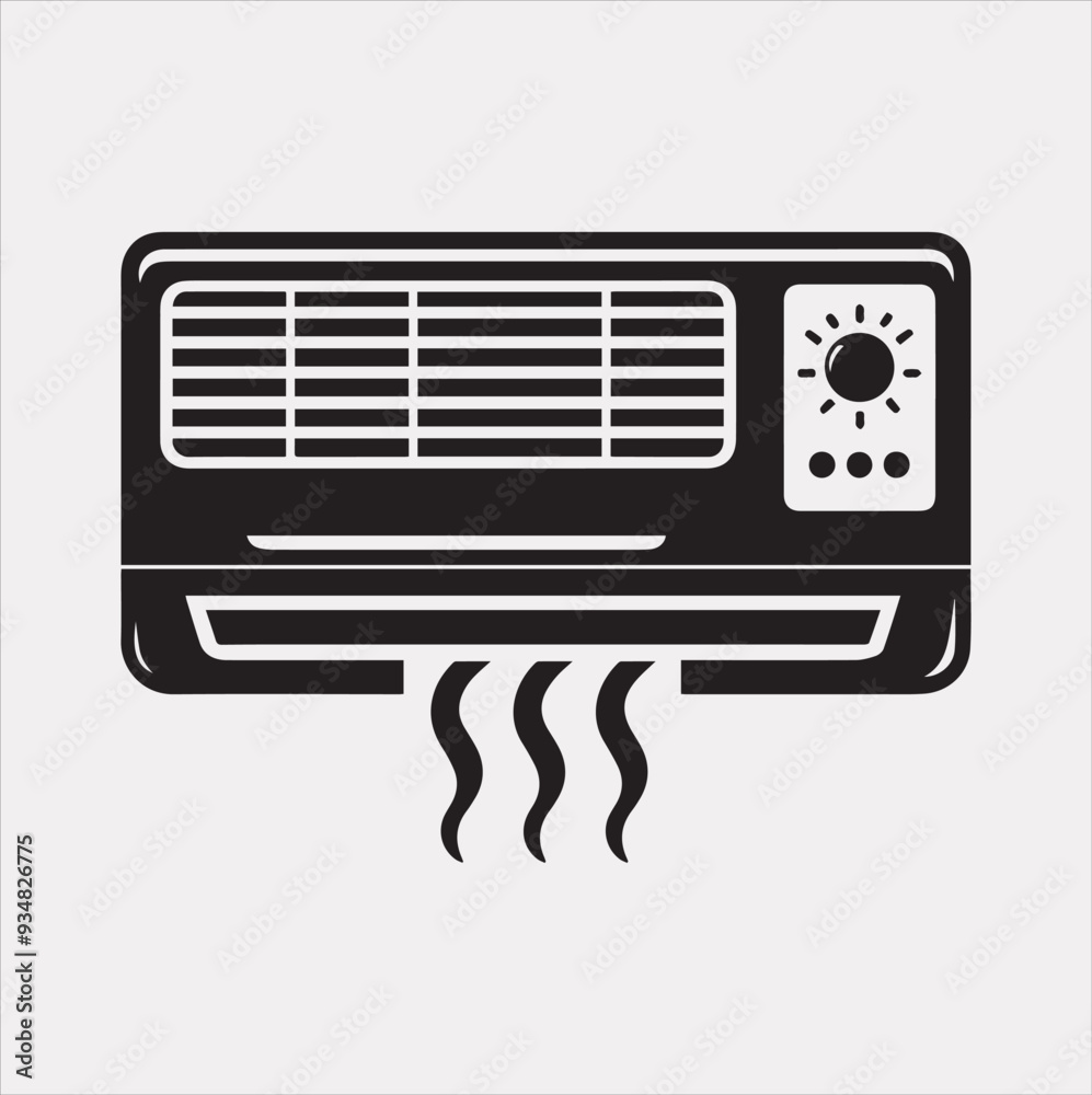 Air conditioner Vector silhouette icon on a white background Air conditioner Vector silhouette icon on a white background