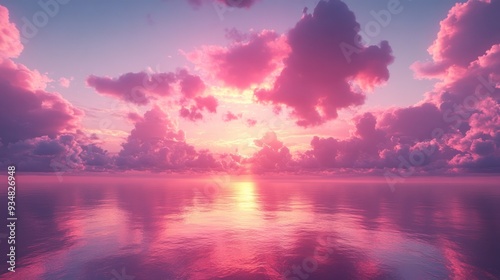 Pink Sunset over the Ocean