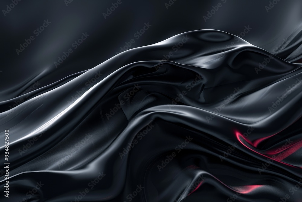 Fototapeta premium Abstract Black Fabric with Subtle Red Highlights