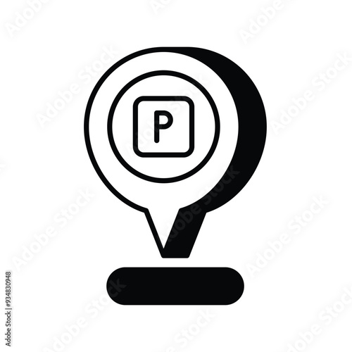 parking glyph icon with white background vector stock illustration