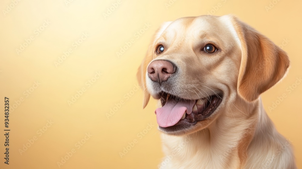 Happy Golden Retriever Dog Portrait with Copy Space