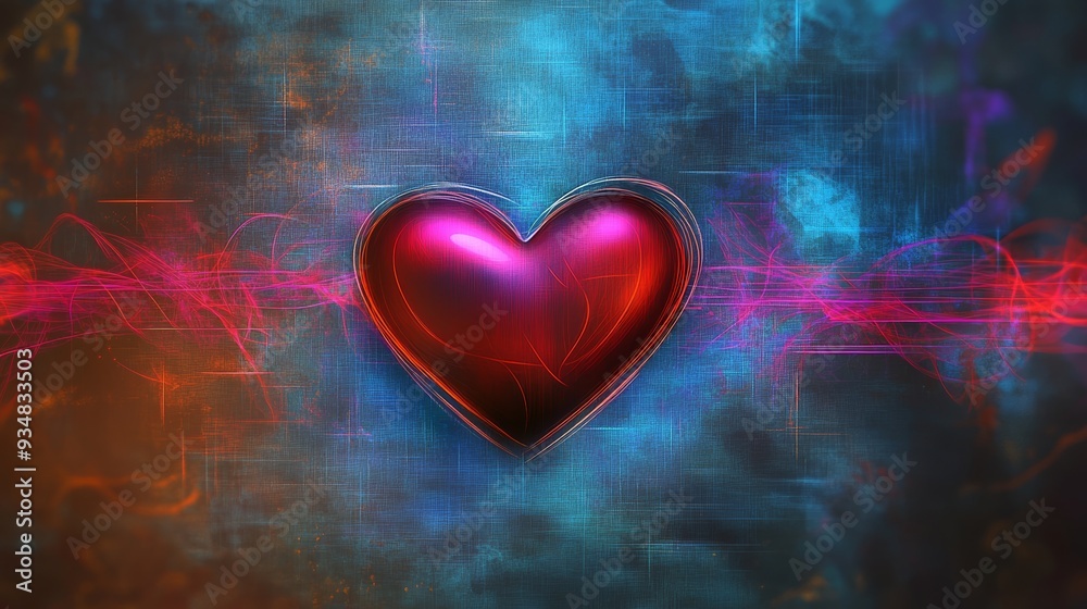 Heart of the Universe: A vibrant, cosmic heart pulses with life, surrounded by swirling nebulae of azure and crimson, symbolizing love's boundless energy and the interconnectedness of all things. 