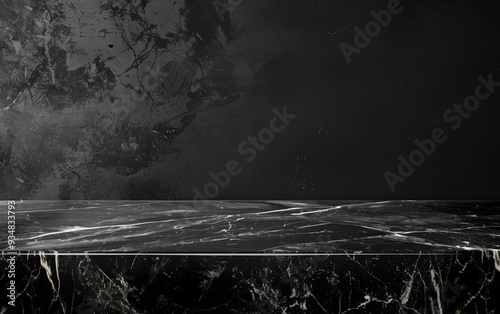 Black Marble Countertop with Distressed Background photo