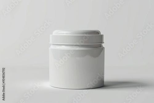 White Plastic Jar with Lid on a White Background