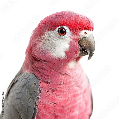 A playful galah cockatoo gazes at the camera with its bright pink plumage and distinctive crest. Generative ai. photo