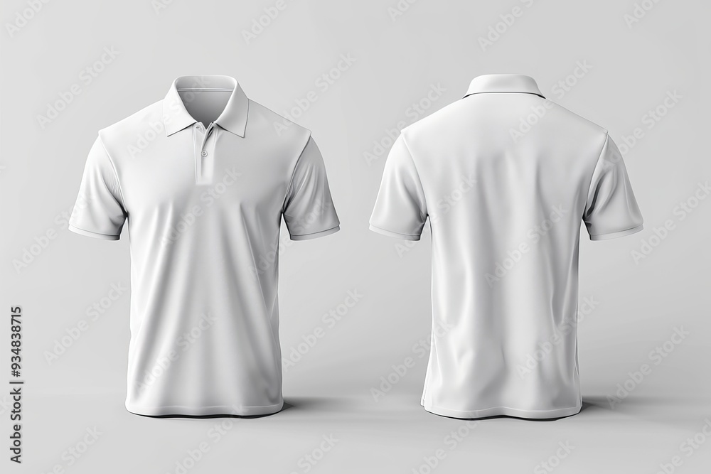 White Polo Shirt Mockup, Front and Back Views White Polo Shirt Mockup, Front and Back Views