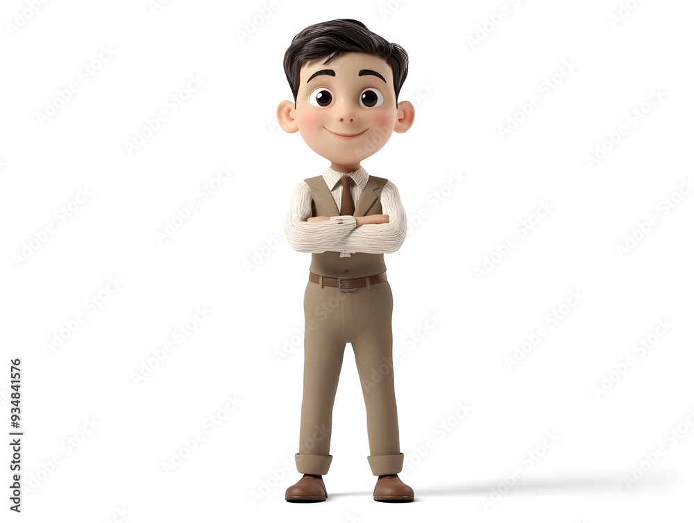 Digitally Rendered 3D of a Young Boy Wearing a Formal Tailor s Uniform Standing Centered on a White Background with No Shadows Digitally Rendered 3D of a Young Boy Wearing a Formal Tailor s Uniform Standing Centered on a White Background with No Shadows