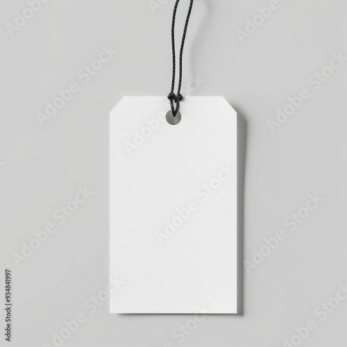 Blank White Tag with Black String