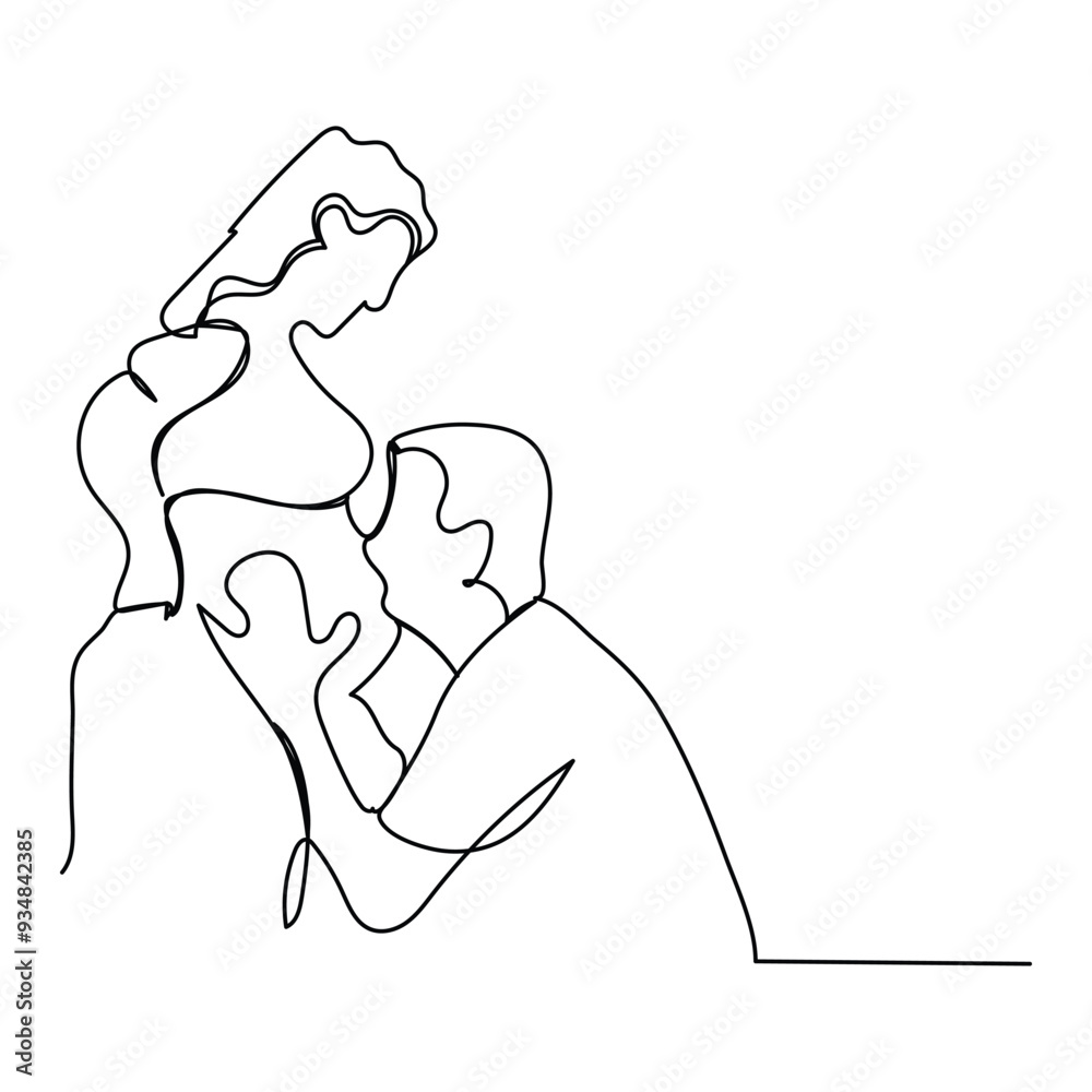 Continuous line drawing of Happy pregnant woman , father and mother family time. Continuous line drawing of Happy pregnant woman , father and mother family time.