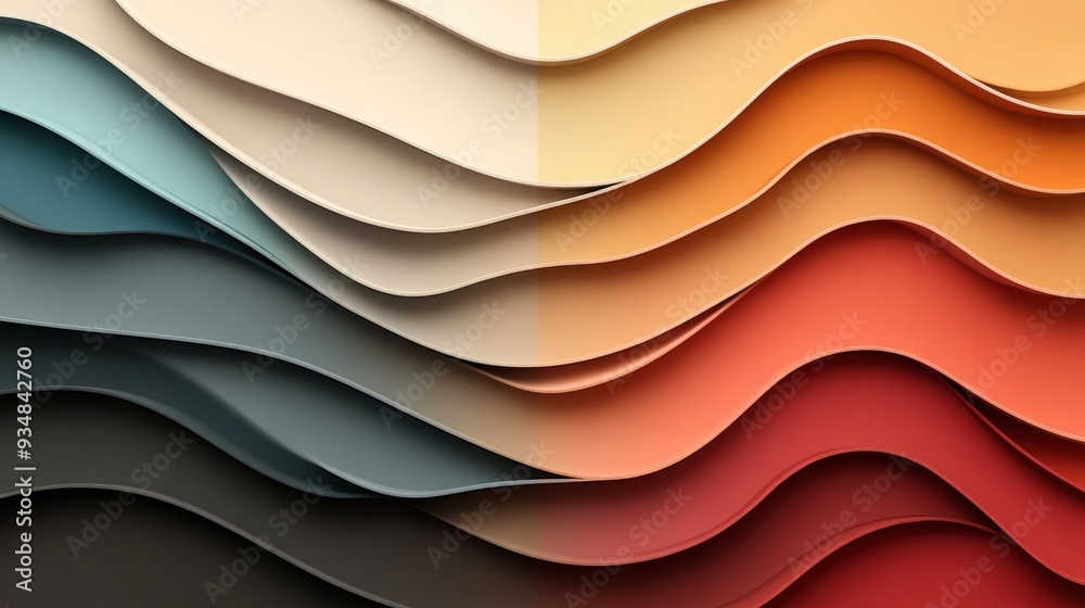 Fototapeta premium Colorful waves of paper create a dynamic and artistic background, perfect for design and creative projects.
