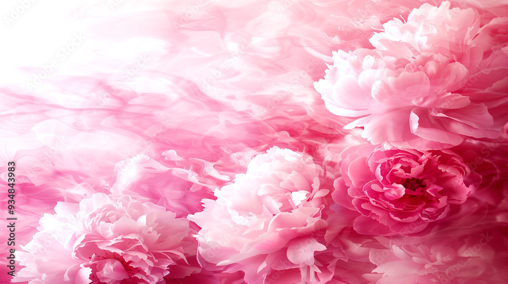 A pink background with a bunch of pink flowers. The flowers are arranged in a way that they look like they are floating in the air. Scene is one of beauty and serenity A pink background with a bunch of pink flowers. The flowers are arranged in a way that they look like they are floating in the air. Scene is one of beauty and serenity