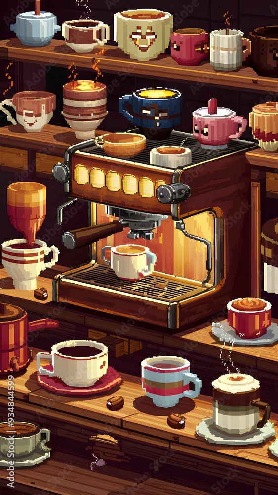 Fototapeta premium coffee in retro Pixel art