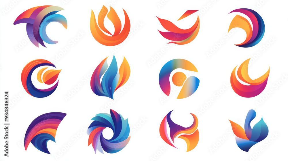 Collection of diverse abstract symbols for use in design, emblems, signs, or logo templates. Collection of diverse abstract symbols for use in design, emblems, signs, or logo templates.