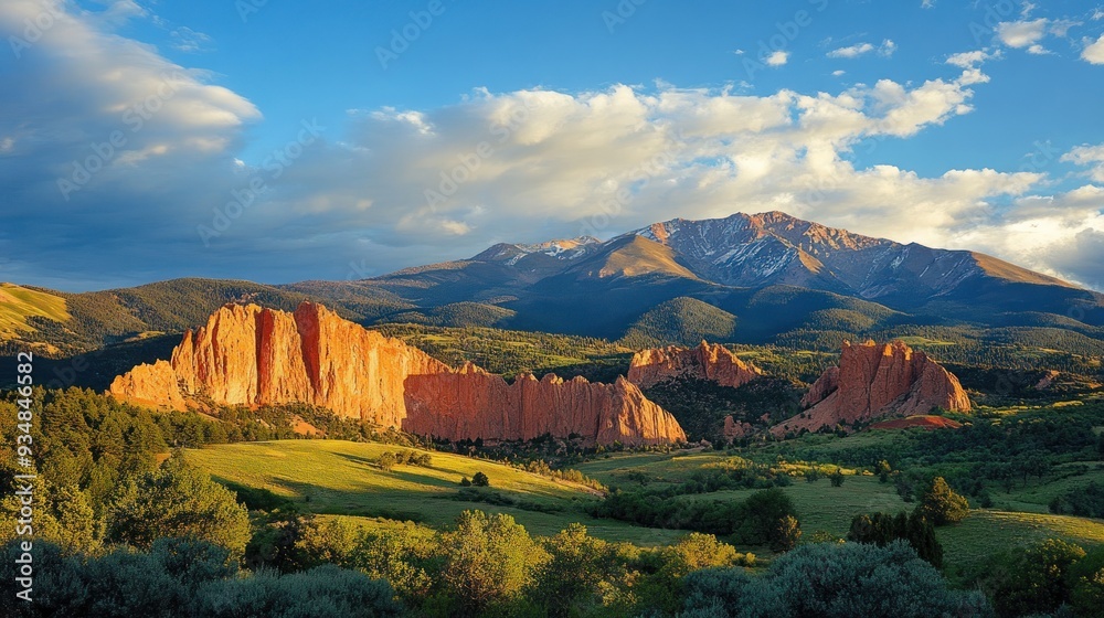 Fototapeta premium Garden of the Gods with Pikes Peak in the Distance