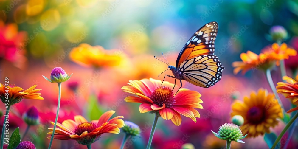 Close-up of colorful flowers with butterfly in center against blurred background Close-up of colorful flowers with butterfly in center against blurred background