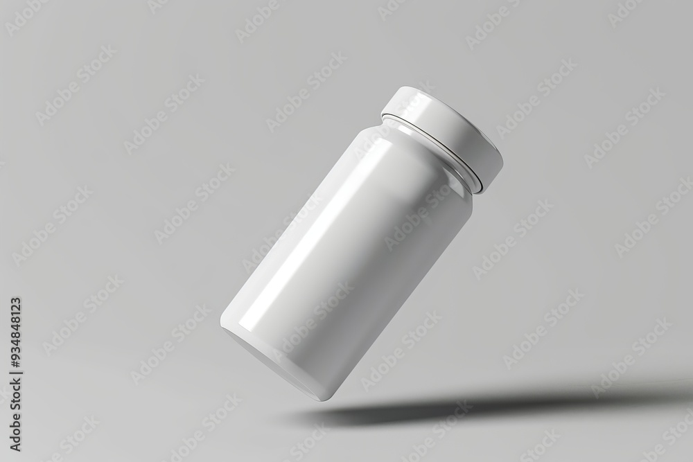 White Plastic Bottle with a Smooth Surface and a Screw-on Lid White Plastic Bottle with a Smooth Surface and a Screw-on Lid