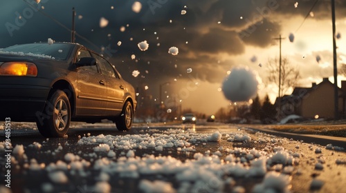 Natural disasters Hailstorms fall during the winter. causing damage to houses and cars