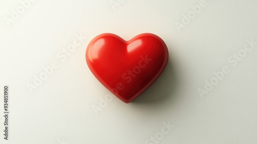 Red Heart on White Background