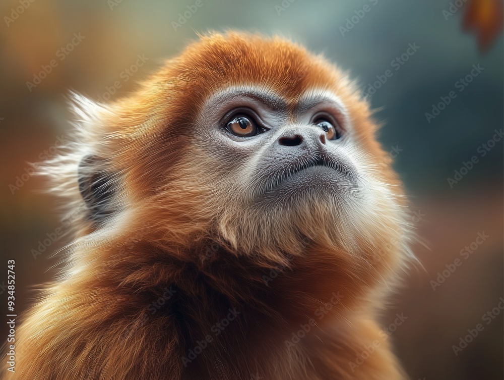 Obraz premium Golden Snub nosed Monkey, Majestic Primate, Close up Animal in Nature