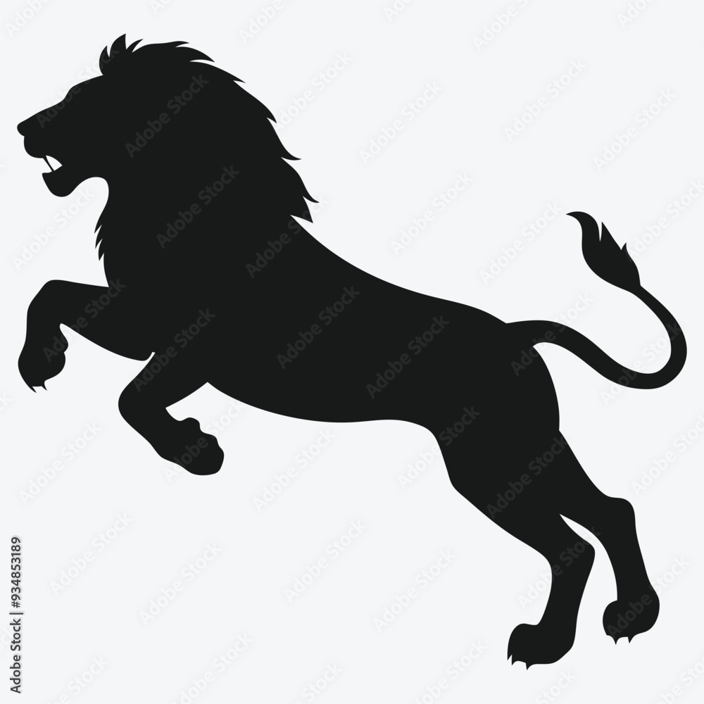 Obraz premium Majestic Lion Silhouette Vector Art, A Powerful Symbol of Strength and Grace