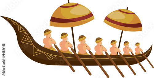 snake boat with oarsmen for onam celebration