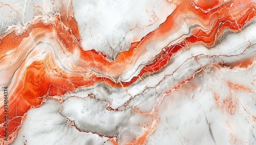 Abstract Marble Texture with Orange and White Swirls