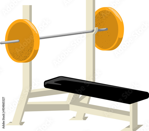 Vector Illustration of Flat Bench Gym Equipment