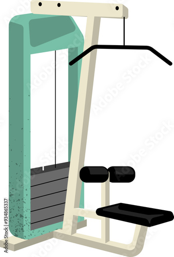 Vector Illustration of Lat Pulldown Machine Gym Equipment