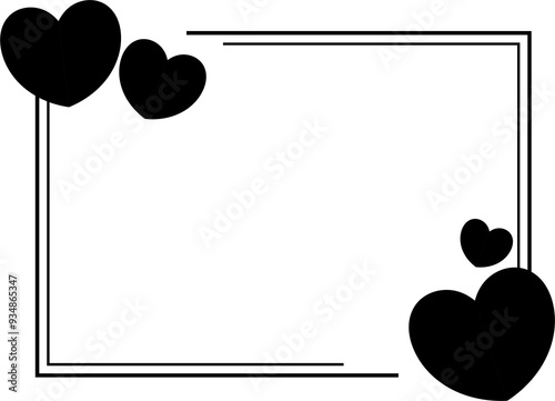 Vector frame, border from small hearts. Simple romance symbol of love, background, decoration for invitation, Valentine's day, greeting card, wedding photo