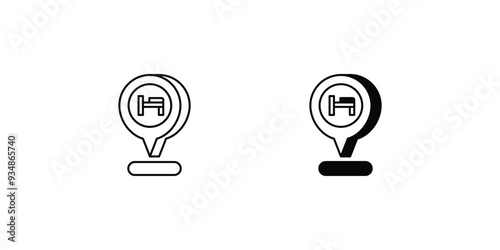 hostel set icon with white background vector stock illustration