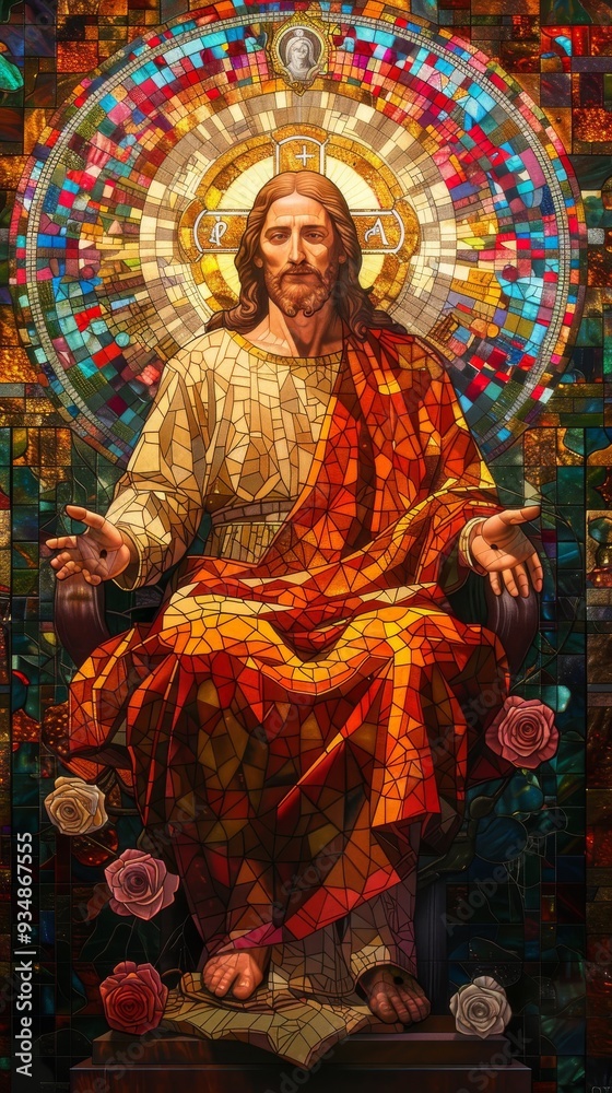 Stained Glass Depiction of Jesus Christ