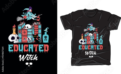 Halloween books educated witch T shirt Design