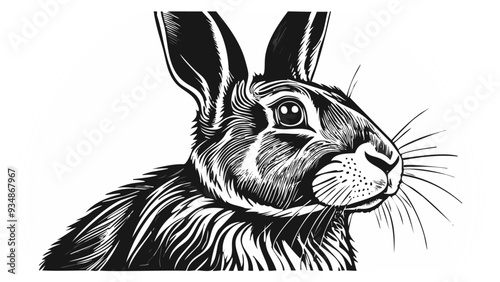 Rabbit Head Sketch Style - Animal Face Portrait Mammal
