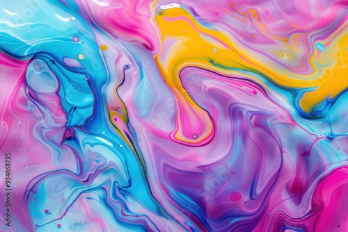 Wallpaper Mural Vibrant Abstract Glass Fusion, a mesmerizing blend of neon hues swirling together, creating a fluid painting texture that captivates the senses and energizes any space. Torontodigital.ca