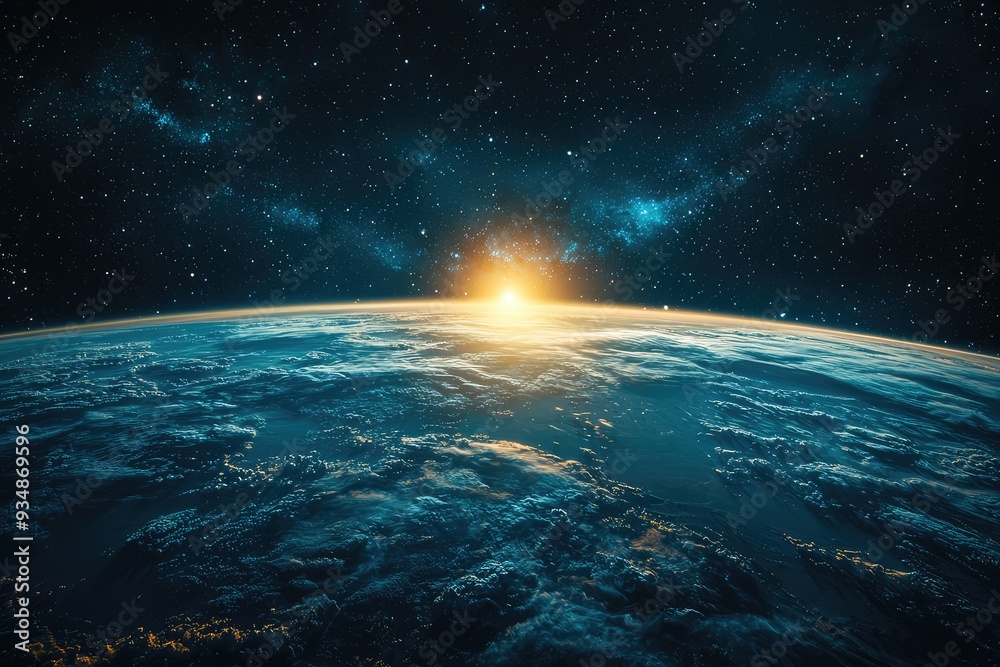 Fototapeta premium Sunrise over the Earth from space