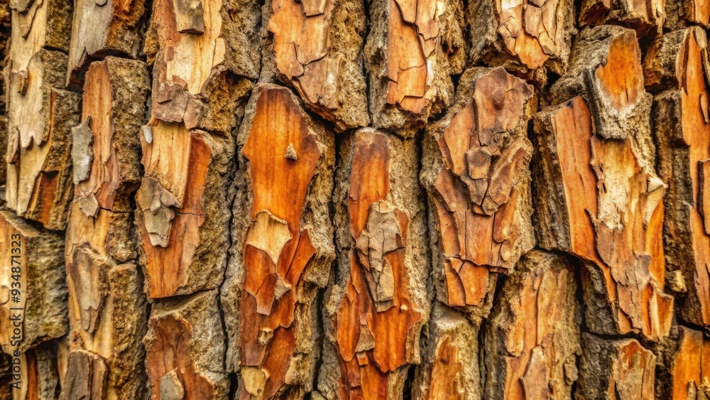 Close-up texture of tree bark with rough, intricate patterns and earthy tones Close-up texture of tree bark with rough, intricate patterns and earthy tones