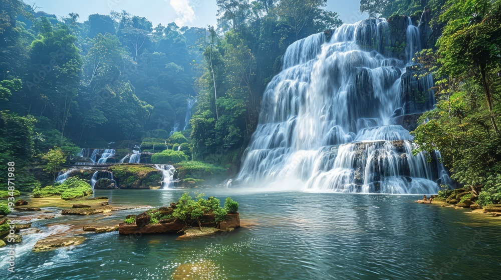 Fototapeta premium The Tad Fane waterfall,On the Bolaven Plateau in Laos, a few kilometers west of Paksong Town, in Champasak Province