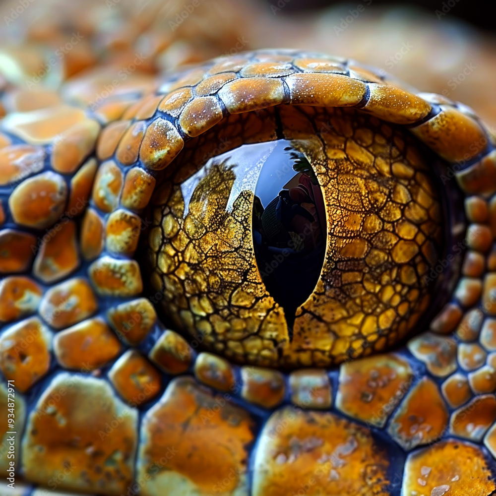 Fototapeta premium Close-up of a Gecko's Eye with Scaly Skin