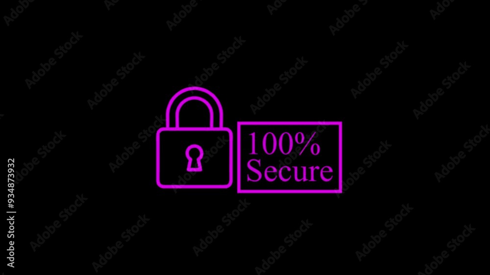 100% SECURE Lock Animation video on black screen. 100% SECURE Lock Animation video on black screen.