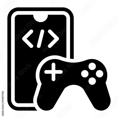 mobile game, development, game development, mobile, gaming, smartphone gaming glyph or solid icon