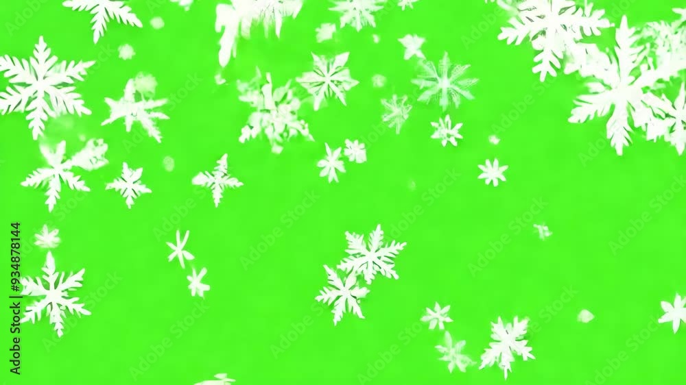 Falling Snowflakes on Green Screen Background in Winter Wonderland Falling Snowflakes on Green Screen Background in Winter Wonderland