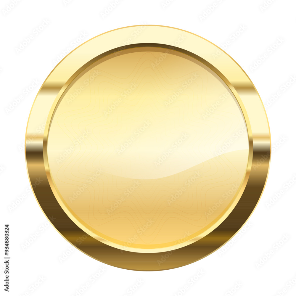 Gold medal winner, Golden Gradient glossy Badge Round circle Realistic Vector for winner sports awards, medallions for champion celebration isolated on White Background
