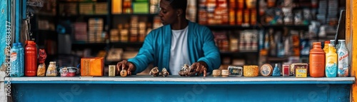 A person pawning personal items at a shop, symbolizing the last resort in financial survival photo