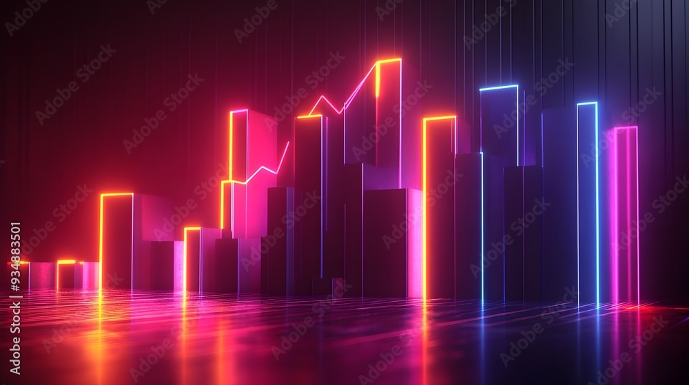 Ascending 3D business growth chart with data visualization sleek minimalist infographic futuristic abstract geometric shapes luminous neon color palette cinematic lighting Bauhaus inspired Ascending 3D business growth chart with data visualization sleek minimalist infographic futuristic abstract geometric shapes luminous neon color palette cinematic lighting Bauhaus inspired