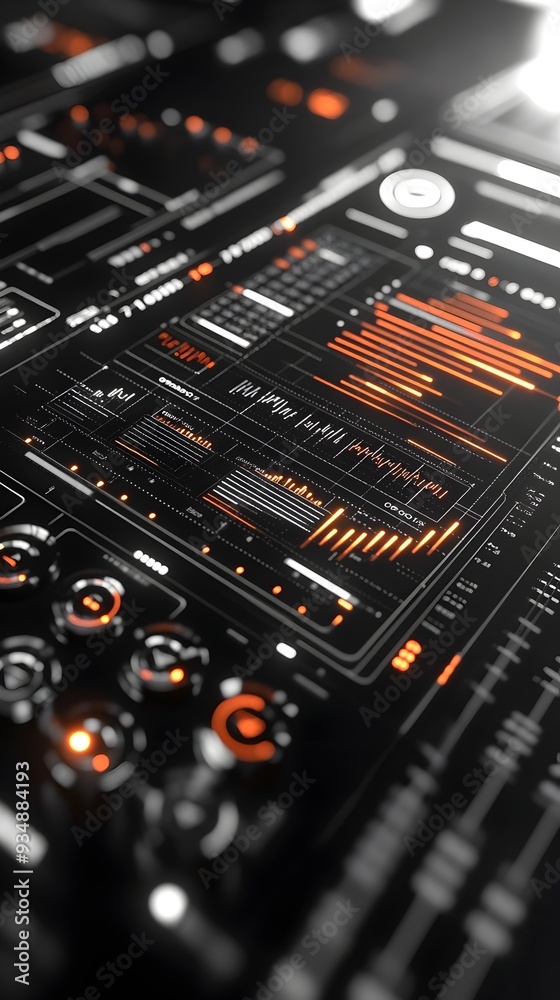 Ascending 3D business growth chart with dynamic data visualization including glowing holographic user interface monochrome chrome finish and cutting edge technological retrofuturistic aesthetic