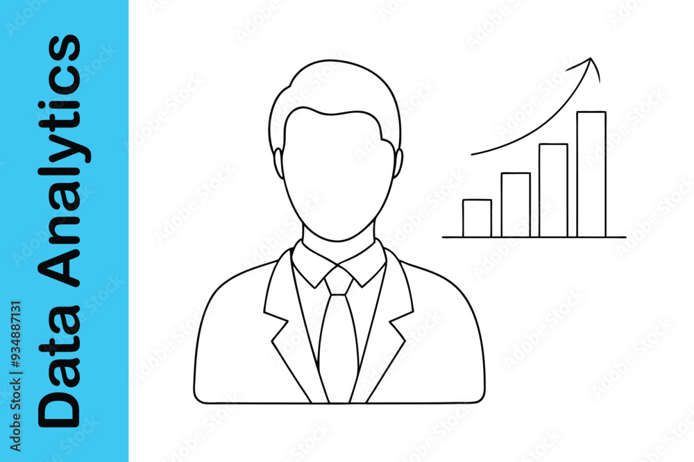 Data analytics line art with editable vector collections Data analytics line art with editable vector collections